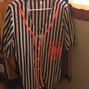 Black & White Jersey Button-Up.